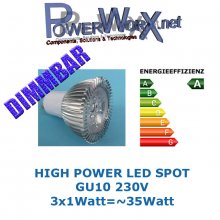 3W GU10 High Power LED SPOT 3x1W DIMMBAR 60 Grad Strahler Leuchtmittel WARMWEISS 230V LICHT CAX