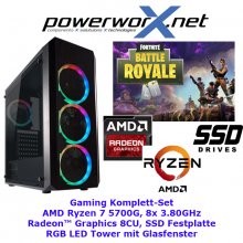 Gamer PC AMD Ryzen 7 5700G 8x 3,8 Ghz AMD 7CU Grafik 32GB DDR4 480GB SSD RBG Tower