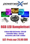 RGB LED Strip Komplettset, 5 Meter SMD 5050 RGB LED Streifen 60 LED/Meter , 44 Key Fernbedienung, Netzteil