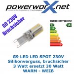 LED Spot G9 230V 3 Watt, Silikon, bruchsicher