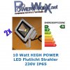 2x 10 Watt FLUTLICHT LED Strahler Objektbeleuchtung IP65 WARMWEISS Fluter Aussen