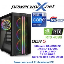 High End Gaming System Intel Core i7-13700K, 32GB RAM DDR5, NVIDIA Geforce RTX 4090, 1TB SSD, RGB - Tower