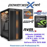 High End Gaming PC AMD Ryzen 7 5800X 8X 4.7 GHz Turbo, NVIDIA RTX 3090 24GB, 32 GB DDR4, 1TB SSD be quiet Design Tower