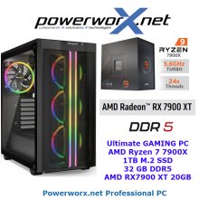 High End Gaming PC AMD Ryzen 9 7900X 12x 5.6 GHz Turbo, AMD Radeon RX7900 XT 20GB, 32 GB DDR5, 1TB SSD be quiet Design Tower