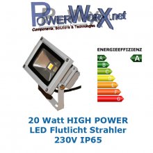 FLUTLICHT 20W POWER LED STRAHLER IP64 230Volt Warmweiß ca. 1700Lm