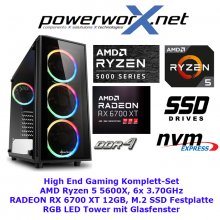 ULTRA High END Gamer PC AMD Ryzen 5 5600X 6x 3,7 Ghz AMD Radeon RX 5700 XT 8GB GDDR6 32GB DDR4 RBG Tower 960GB SSD NVMe
