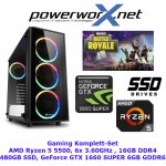 Gamer PC AMD Ryzen 5 5500 6 x 3,60GHz Nvidia RTX 3060 12GB Grafik 16GB DDR4 480GB SSD RBG Tower