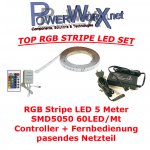 RGB STRIP LED SET 5 Meter SMD 5050 Fernbedienung + Netzteil Streifen wasserfest