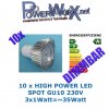 10 Stk. 3W GU10 HighPower LED SPOT 3x1W DIMMBAR Strahler Leuchtmittel WARMWEISS