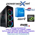 Gamer PC i5-12400F 6x 4,4 Ghz TURBO nvidia GeForce RTX 3050 8GB GDDR6 16GB DDR4 500GB M.2 nvme SSD RGB Tower LED