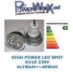 4W GU10 High Power LED SPOT 4x1W Strahler Leuchtmittel WARMWEISS 230V LICHT NICHT DIMMBAR 60 Grad CAX