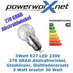 3W E27 LED Birne Glühbirne Leuchtmittel Bulb WARMWEISS 270° Energiesparlampe