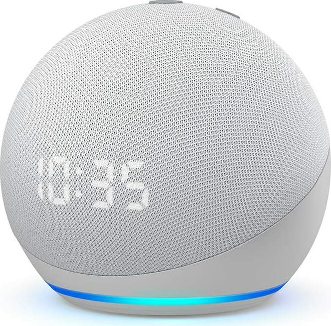 Amazon Echo Dot 4. Generation weiß mit Uhr - zum Schließen ins Bild klicken