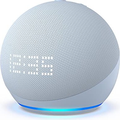 Amazon Echo Dot 5. Generation mit Uhr graublau - zum Schließen ins Bild klicken