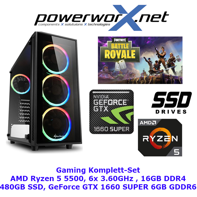 Gamer PC AMD Ryzen 5 5500 6 x 3,60GHz Nvidia GTX 1660 SUPER Grafik 16GB DDR4 480GB SSD RBG Tower - zum Schließen ins Bild klicken