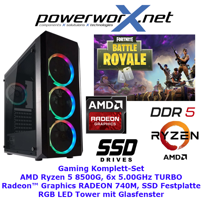 Gamer PC AMD Ryzen 5 8500G 6x 5,0 Ghz AMD RADEON 740M Grafik 32GB DDR5 1TB SSD RBG Tower - zum Schließen ins Bild klicken