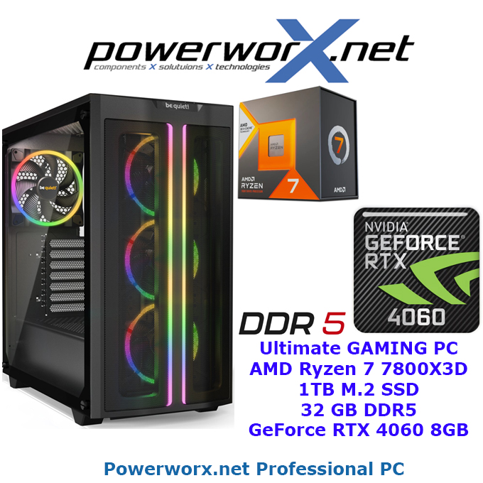 High End Gaming PC AMD Ryzen 7 7800X3D, 32GB RAM DDR5 , nvidia GeForce RTX 4060, 1TB SSD, RGB-Tower A620 - zum Schließen ins Bild klicken