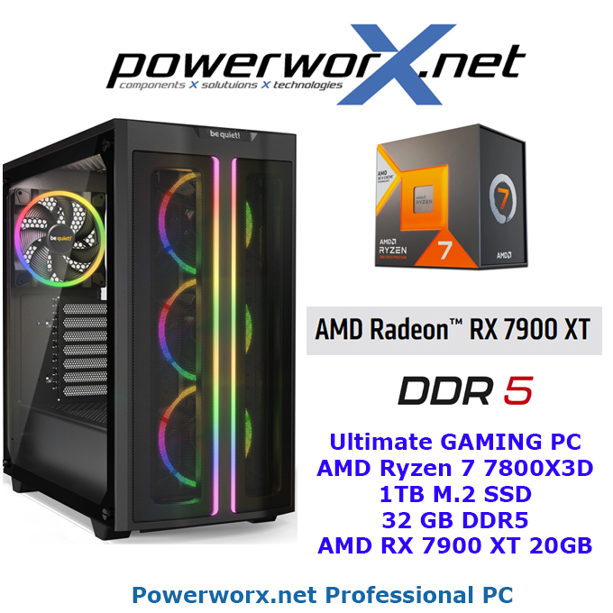 High End Gaming PC AMD Ryzen 7 7800X3D, 32GB RAM DDR5 , AMD Radeon RX 7900 XT, 1TB SSD, RGB-Tower X670 - zum Schließen ins Bild klicken